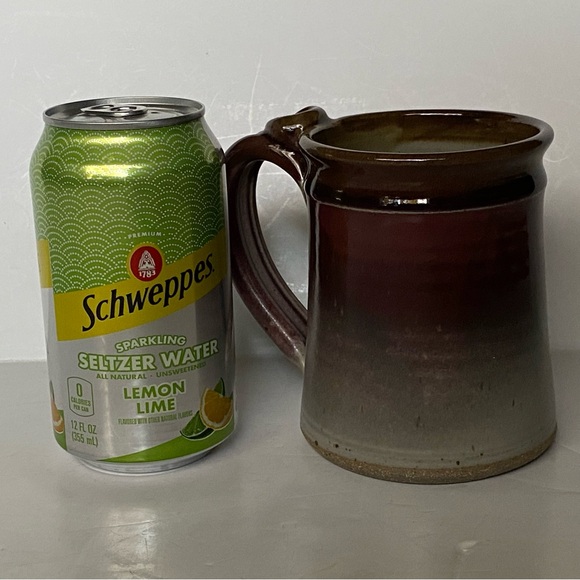 Hand Thrown Studio Pottery Mug Stein Cup Ombré Beige Red Glazed Signed 4.5” EUC - Picture 9 of 14